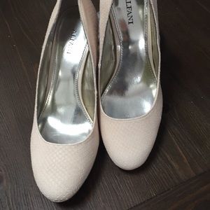 Faux snakeskin leather heels